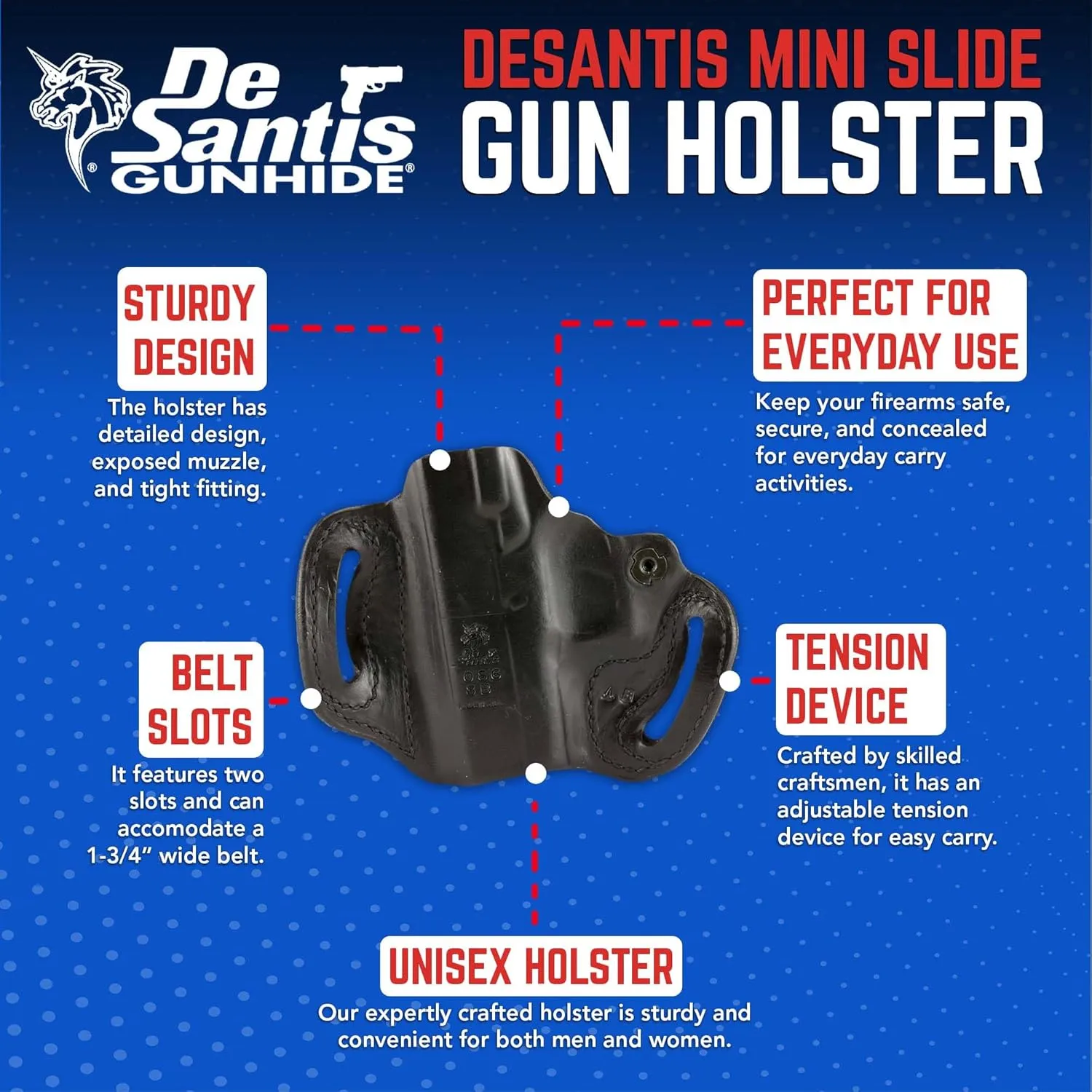 DeSantis Thumb Break Scabbard - OWB Gun Holster for Men and Women, Leather Belt Slide Holster for Pistols, Exact Molding, Secure and Concealable Carry