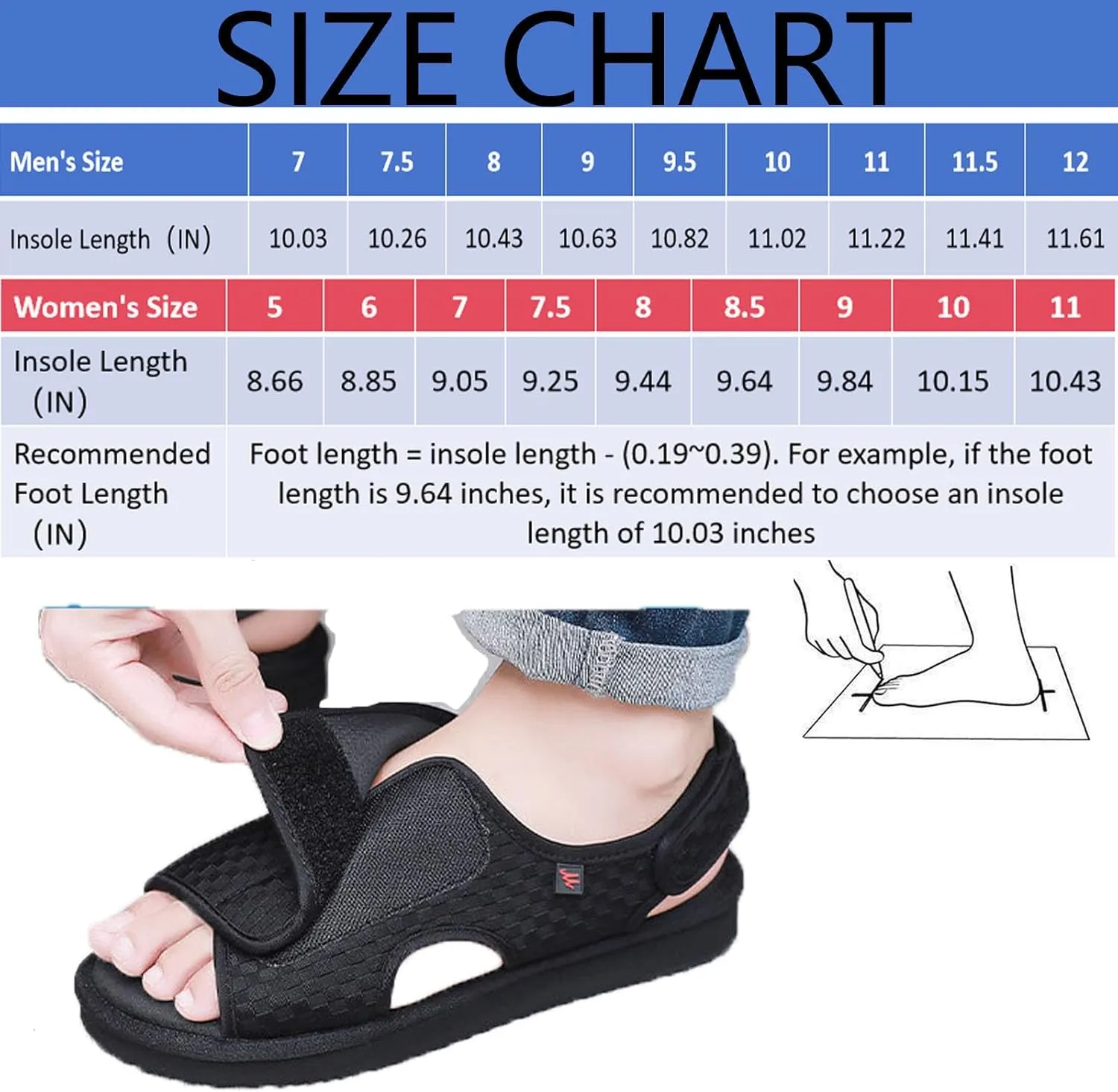 Diabetic Shoes Upper Can be Fully Opened and Adjustable Suitable for Fat Wide and Swollen Feet Summer, Black (Women 8.5)