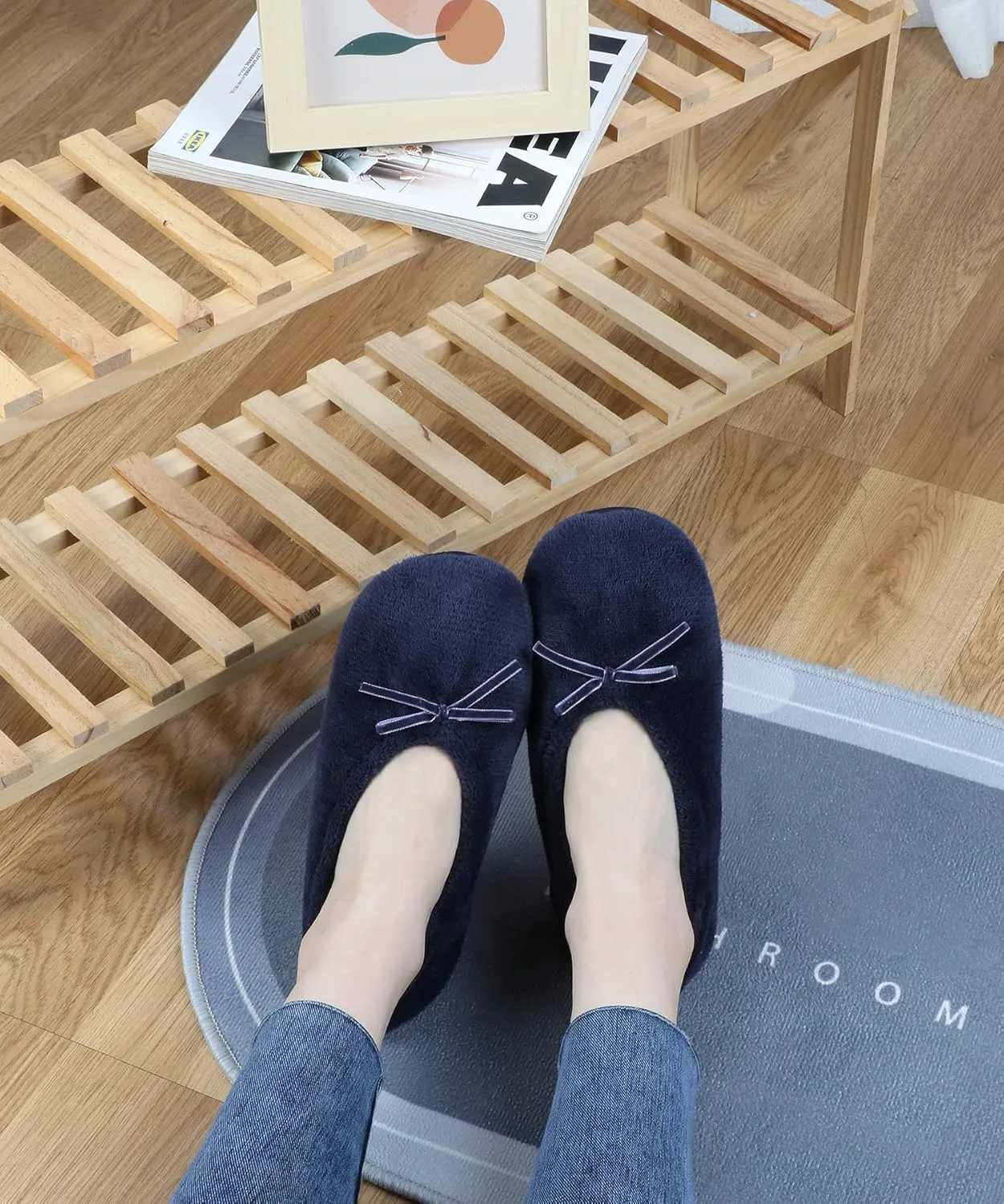 DICUIRD Women's Ballerina Slippers Lightweight House Slippers with Stretchable Heel Design