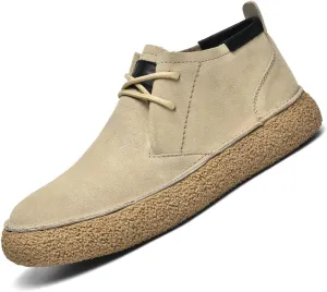 DirraBra Men's Suede Lace Up Desert Chukka Boots Fashion Casual Round Toe Platform Deck Boots Fashion Comfort High-Top Waterproof Hiking Work Boots
