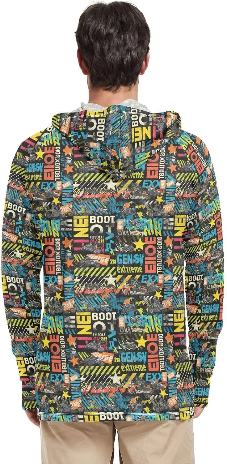 Discord70 Men's Sun Protection Hoodie Long Sleeve UPF 50   Mens Sun Shirts Sun Proof Shirts Rash Guards Mens