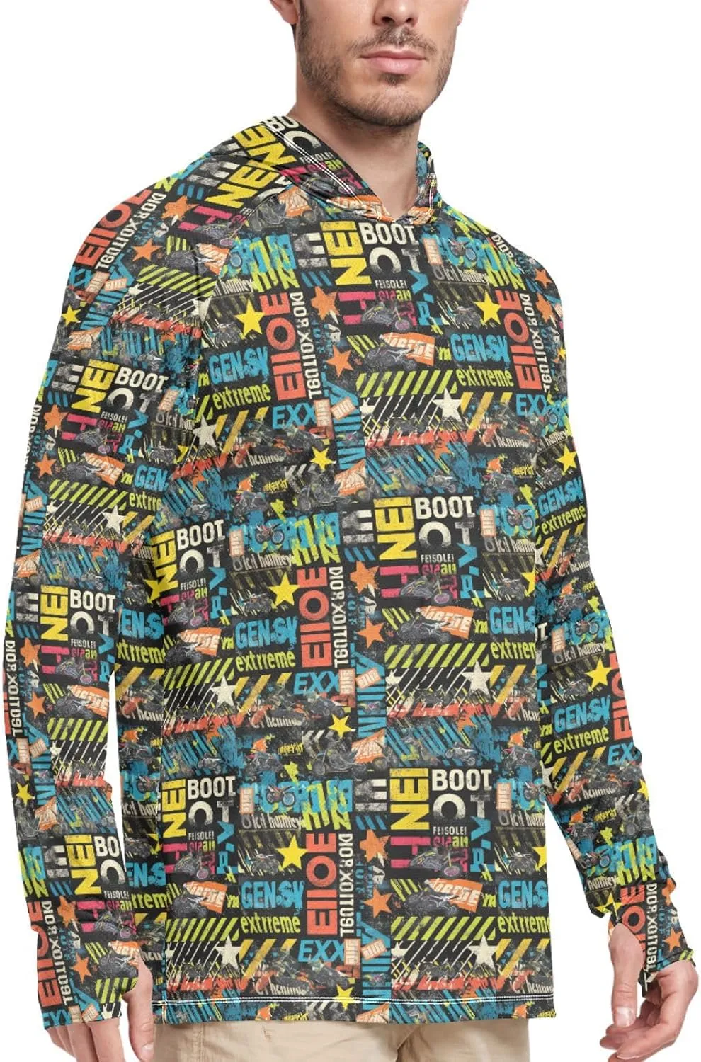 Discord70 Men's Sun Protection Hoodie Long Sleeve UPF 50   Mens Sun Shirts Sun Proof Shirts Rash Guards Mens