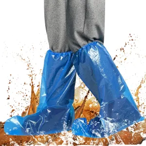 Disposable Thicker Boot and Shoe Covers 100 Pcs (50 Pairs), 19 inch Tall, Extra Large, Waterproof Anti-Slip Overshoe, Outdoor Indoors Cover Rainy Day Use (Blue)