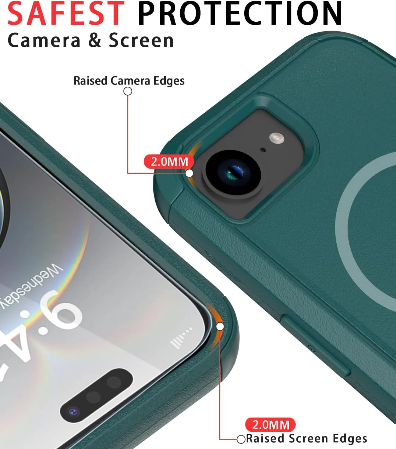 Diverbox for iPhone 16e Case [Compatible with MagSafe] [Shockproof] [Dropproof] [with Screen Protector ] Heavy Duty Protection Phone Case Cover for Apple iPhone 16e 2025 6.1 inch (Dark Green)
