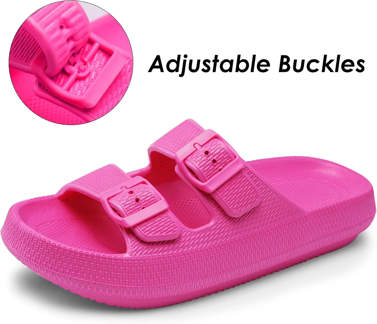Dodow Womens Slide Sandals Adjustable Soft Cloud Comfort Slip On Flat Sandals