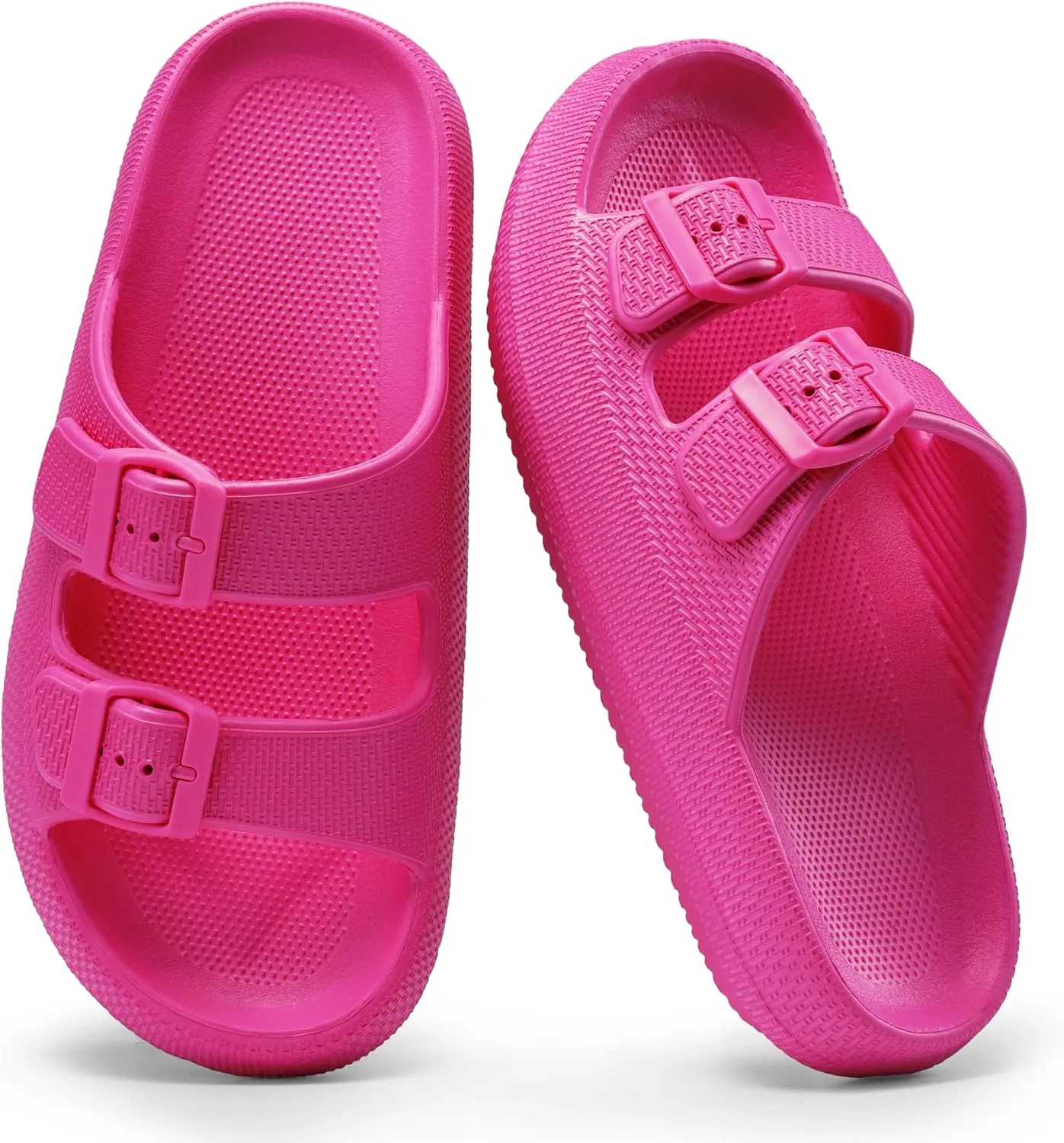 Dodow Womens Slide Sandals Adjustable Soft Cloud Comfort Slip On Flat Sandals