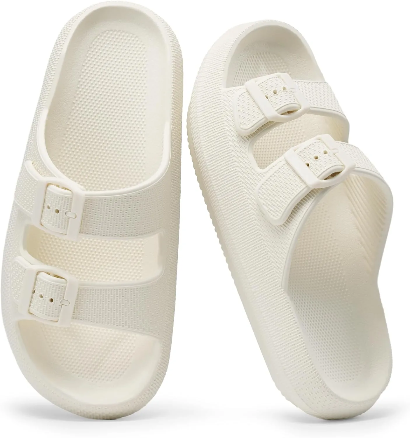 Dodow Womens Slide Sandals Adjustable Soft Cloud Comfort Slip On Flat Sandals
