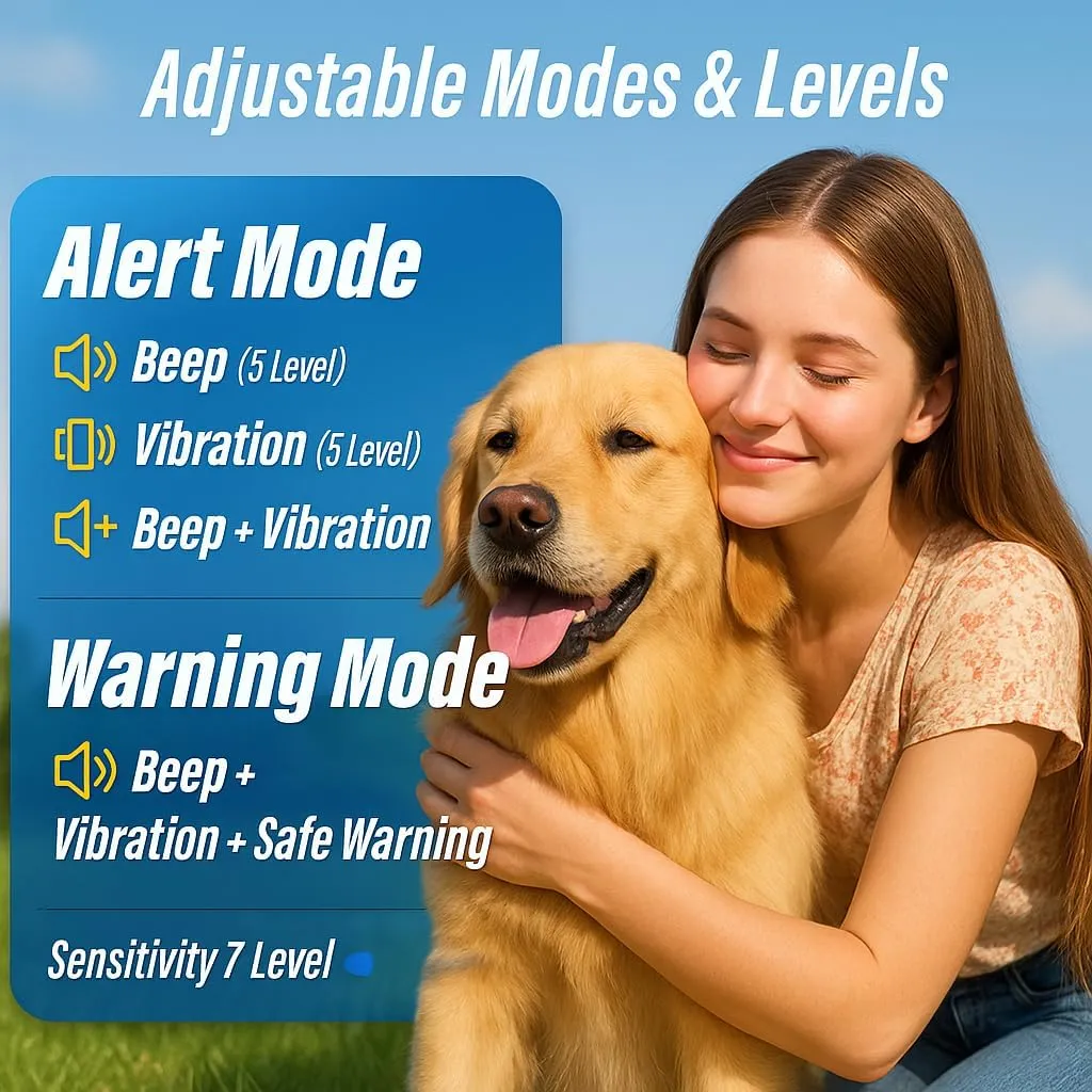 Dog Bark Collar for Large Medium Small Dogs, Smart Barking Collar, Effective No Bark Collar with Adjustable Beep Vibration Correction Modes, Automatic Anti Barking Device, IP67 Waterproof, Black