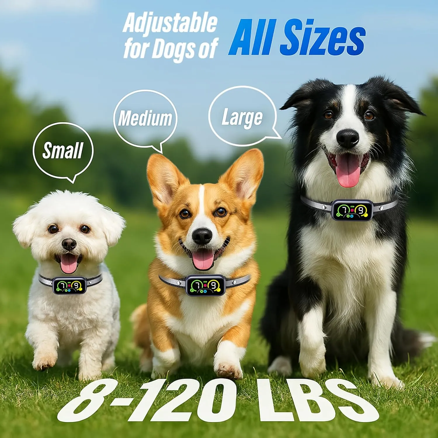 Dog Bark Collar for Large Medium Small Dogs, Smart Barking Collar, Effective No Bark Collar with Adjustable Beep Vibration Correction Modes, Automatic Anti Barking Device, IP67 Waterproof, Black