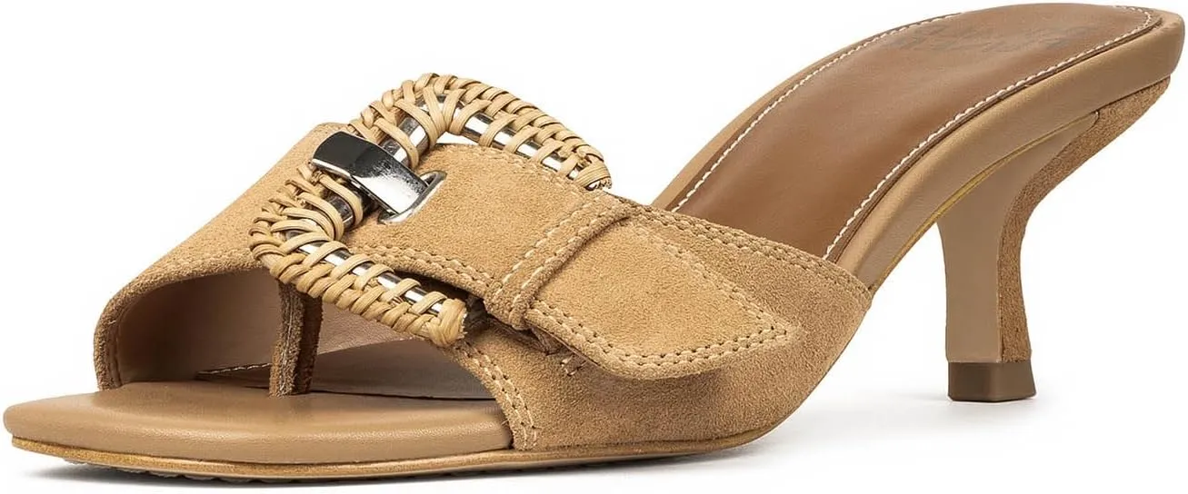 Donald Pliner Women’s Cherry Slide Heeled Sandal, 2.5” Kitten Heel Sandals for Women, Slip On Dress Shoes