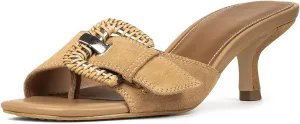 Donald Pliner Women’s Cherry Slide Heeled Sandal, 2.5” Kitten Heel Sandals for Women, Slip On Dress Shoes