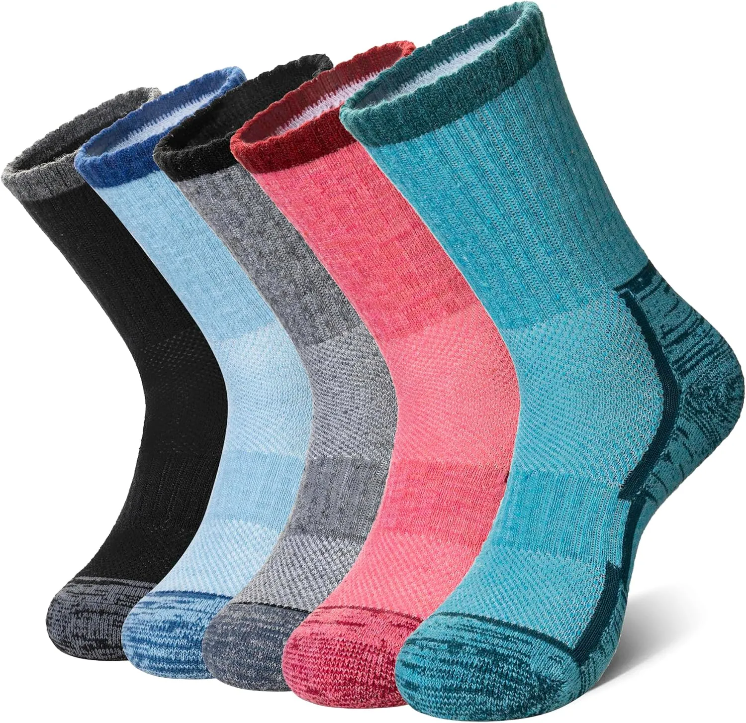 DoSmart Merino Wool Hiking Socks for Women Thermal Winter Warm Moisture Wicking Boot Work Cushion Gift Socks 5 Pairs