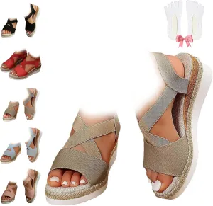 Dotmalls Wedge Sandals, Summer Flat Wedge Heel Fish Mouth Casual Women's Sandals,Comfy Orthotic Sandals for Women