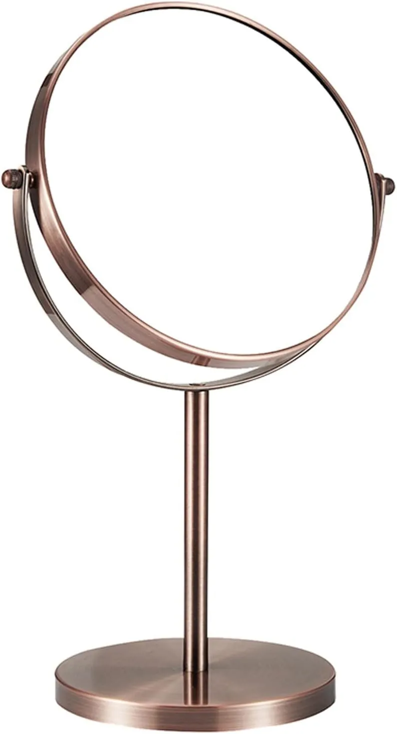 Double Sided Round Magnifying Mirror,Make Up Mirror Pedestal Table Mirror For Bathroom Bedroom, Double Sided Magnifying Makeup Mirror, Portable Desktop Makeup Mirror, 360° Swivel, Green Bronze Make-up