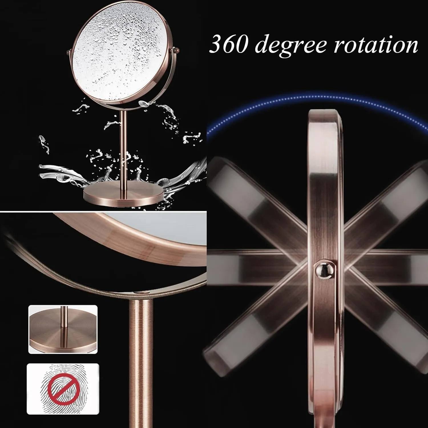 Double Sided Round Magnifying Mirror,Make Up Mirror Pedestal Table Mirror For Bathroom Bedroom, Double Sided Magnifying Makeup Mirror, Portable Desktop Makeup Mirror, 360° Swivel, Green Bronze Make-up