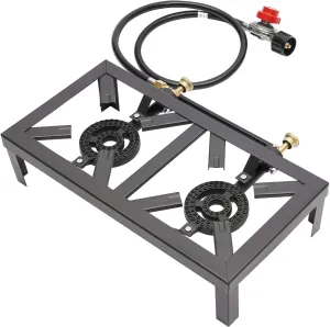Double Stove 8000Woutdoor Stove, 2 Burner Propane Stove Independent Control, Adjustable Fire, Outdoor Burner Suitable for Giving to Camping Enthusiasts and so on, Beautiful (18.90 * 9.84 * 4.53IN)