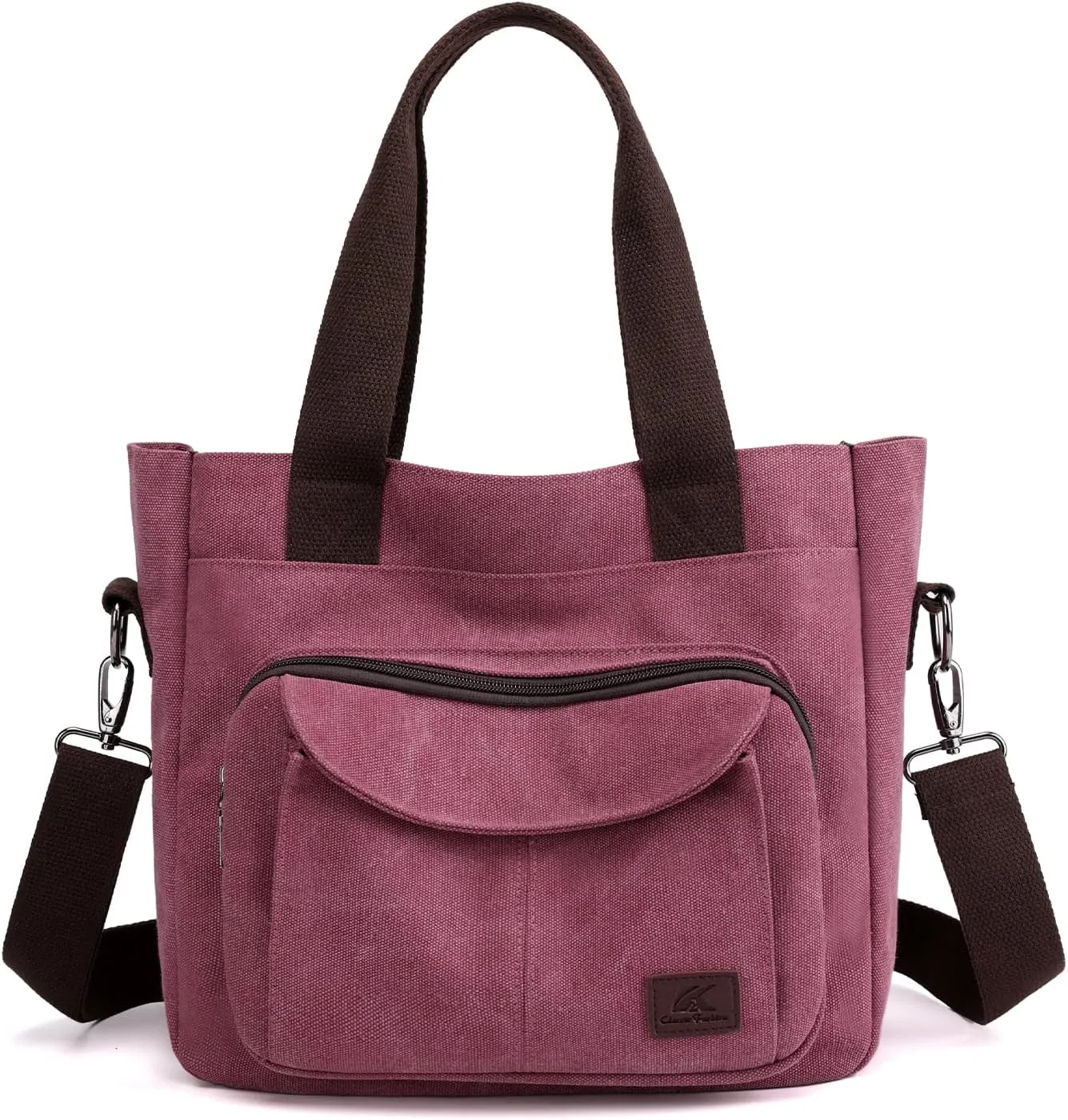 DOURR Canvas Cotton Top Handle Crossbody Bags for Women Casual Shoulder Handbag Multi-pocket for Work Going Out