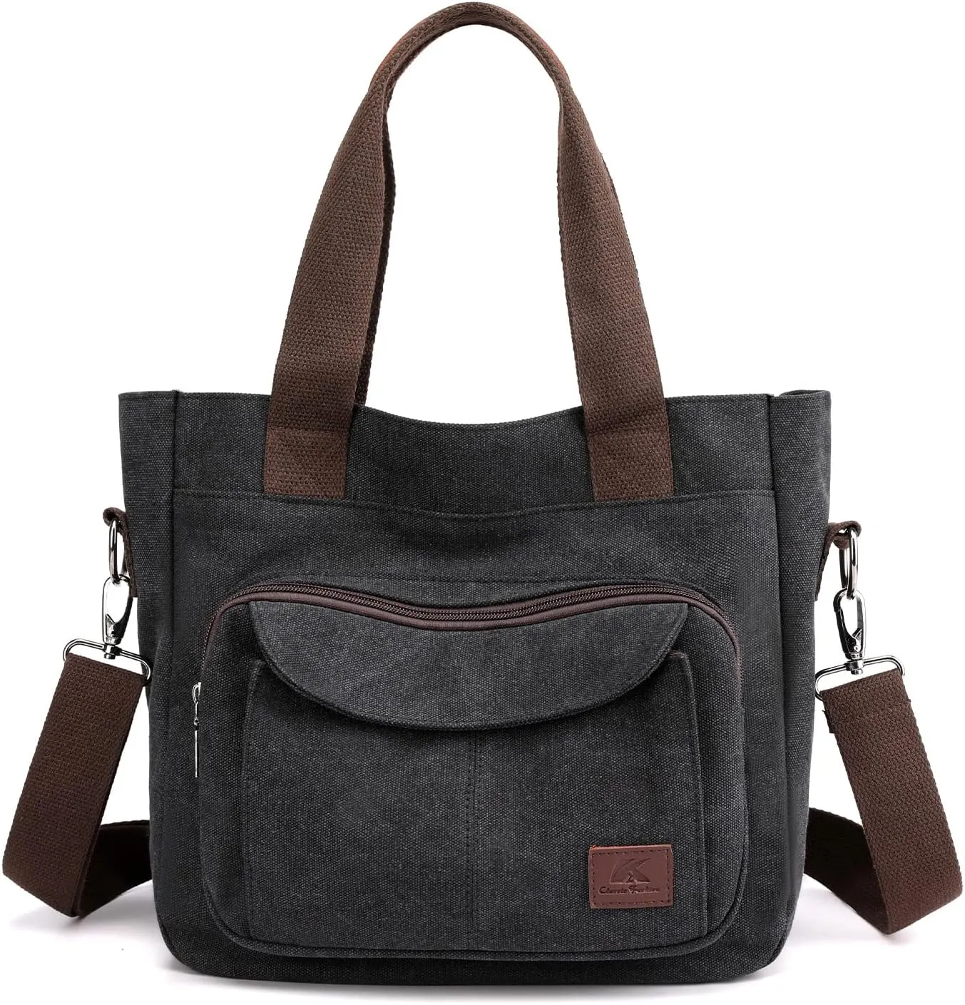 DOURR Canvas Cotton Top Handle Crossbody Bags for Women Casual Shoulder Handbag Multi-pocket for Work Going Out