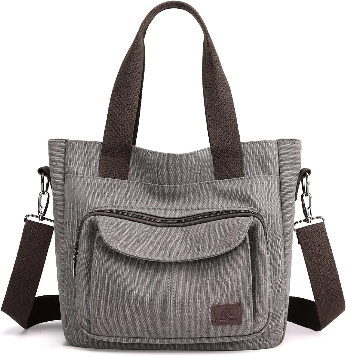 DOURR Canvas Cotton Top Handle Crossbody Bags for Women Casual Shoulder Handbag Multi-pocket for Work Going Out