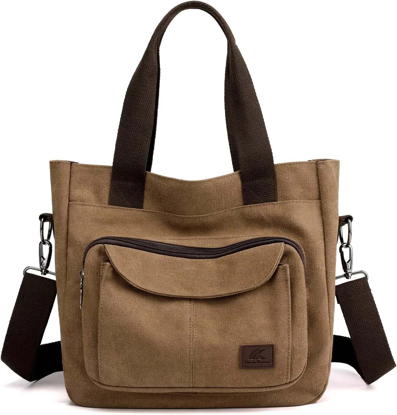 DOURR Canvas Cotton Top Handle Crossbody Bags for Women Casual Shoulder Handbag Multi-pocket for Work Going Out