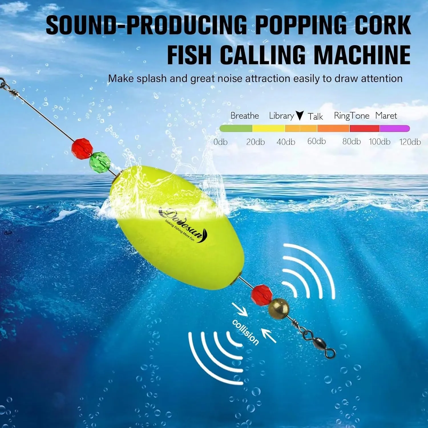 Dovesun Fishing Bobbers Popping Cork Weighted Fishing Floats Fishing Corks Popping Corks for Saltwater Freshwater 3 Shapes 3pcs/6pcs