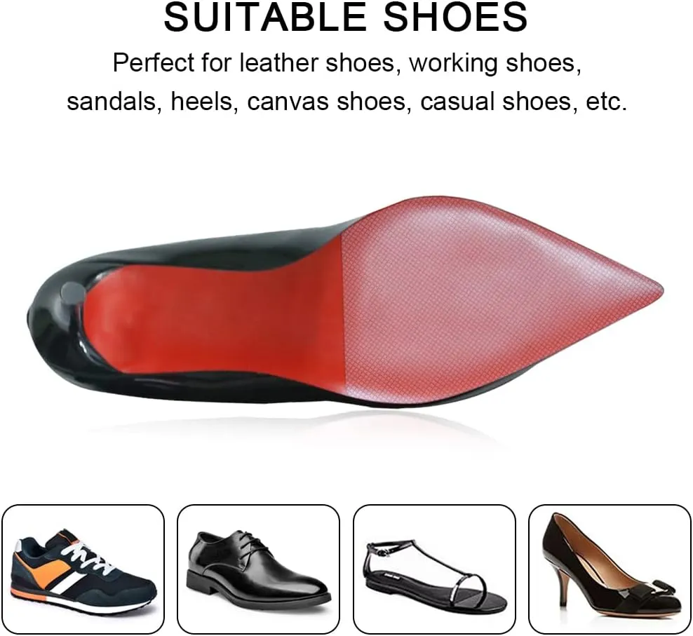Dr. Foot Shoe Sole Protectors for high-Heels, Self Adhesive Silicone Non-Slip Shoes Cover Bottoms for Women (Clear - 2 Pairs)