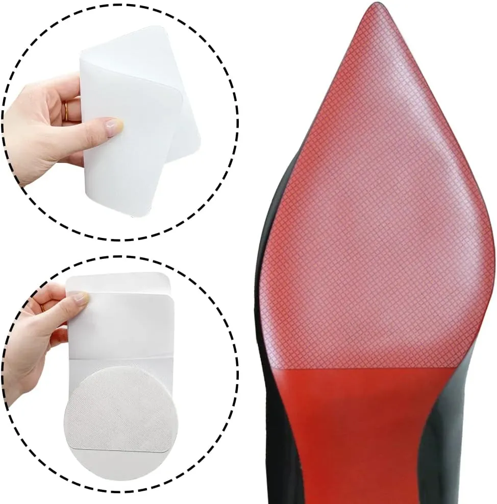 Dr. Foot Shoe Sole Protectors for high-Heels, Self Adhesive Silicone Non-Slip Shoes Cover Bottoms for Women (Clear - 2 Pairs)