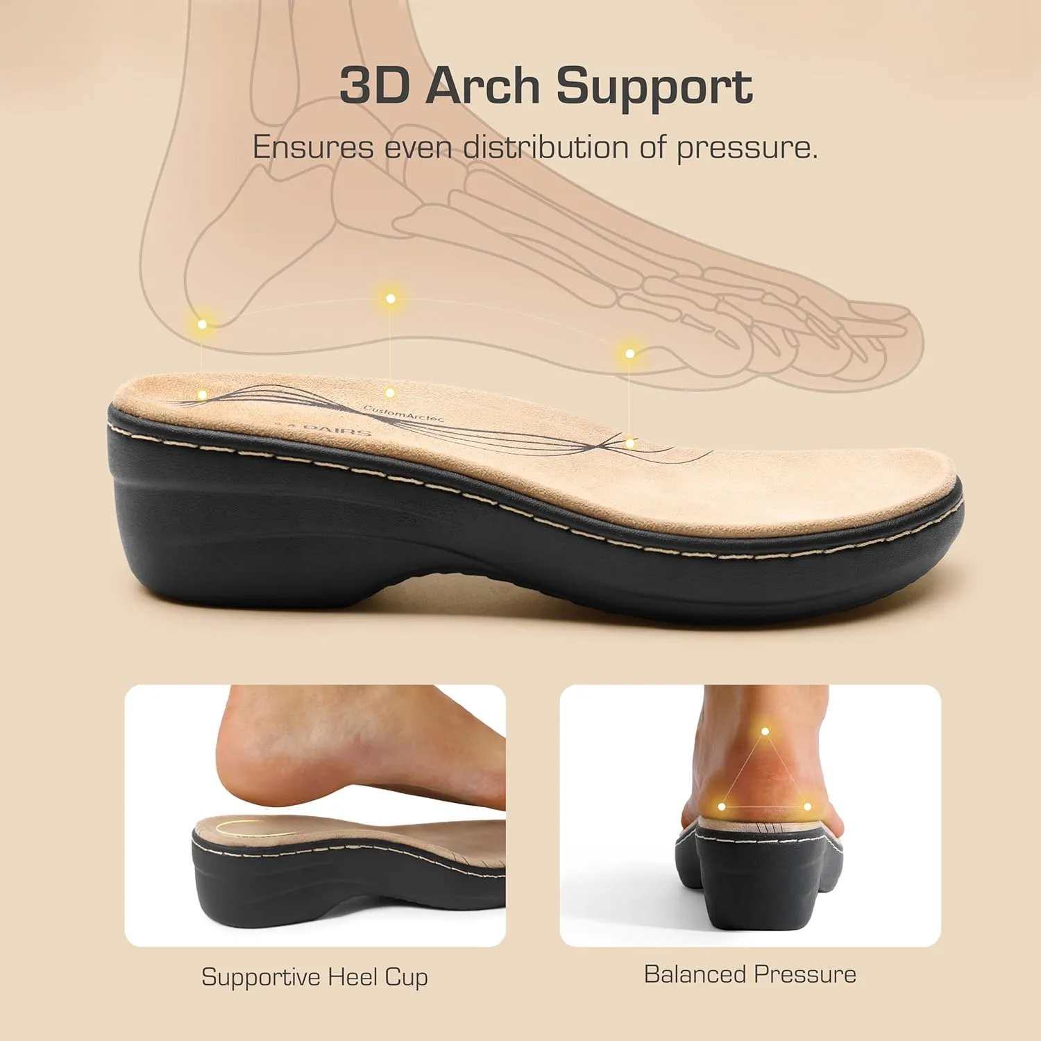DREAM PAIRS Women's Arch Support Slide Sandals Adjustable Straps Slip On Wedge Sandals Casual Comfort Lightweight Flat Slides