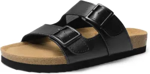 DREAM PAIRS Womens Slide Sandals Cork Footbed Open Toe Adjustable Flat Sandals Comfort Slip On Slippers for Summer