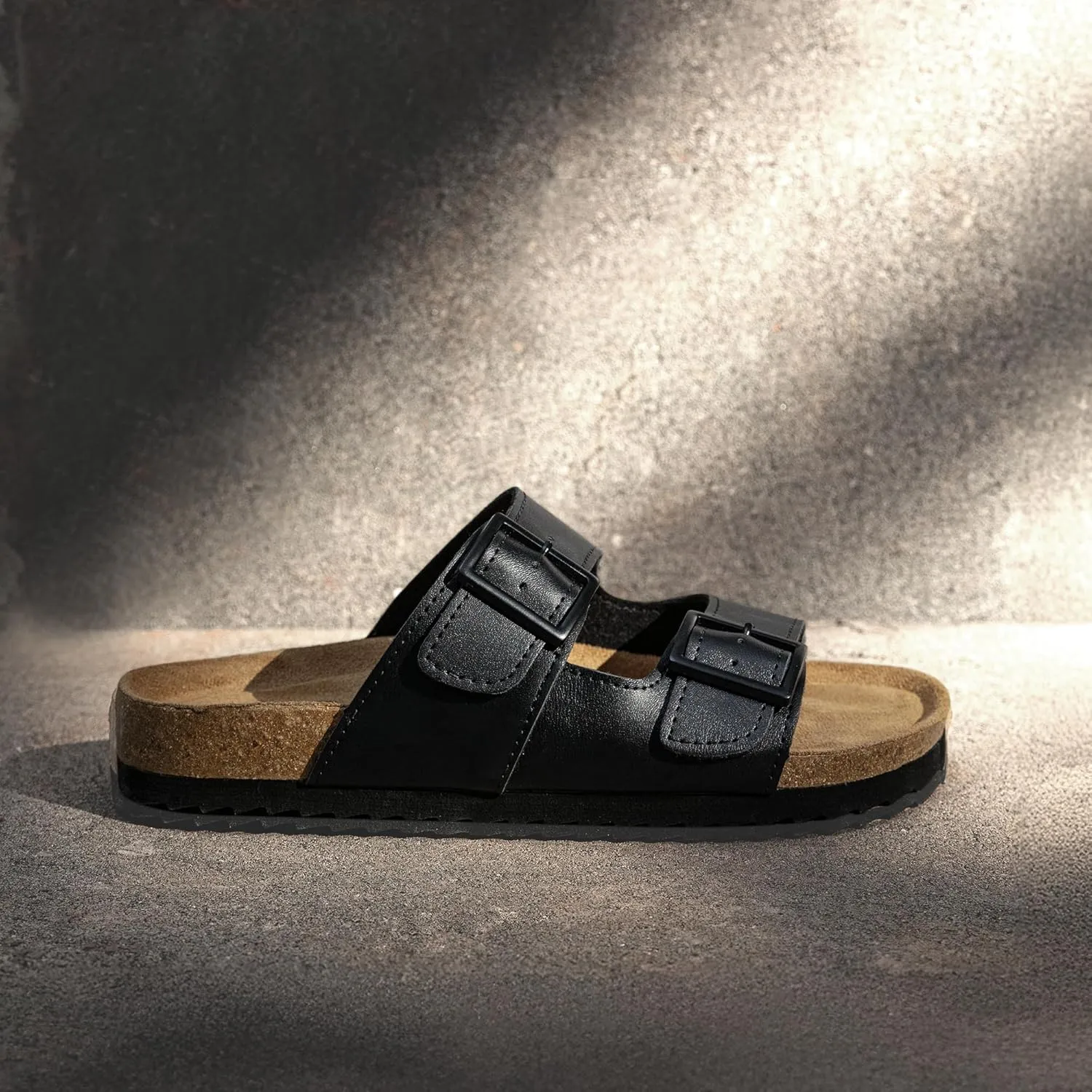 DREAM PAIRS Womens Slide Sandals Cork Footbed Open Toe Adjustable Flat Sandals Comfort Slip On Slippers for Summer