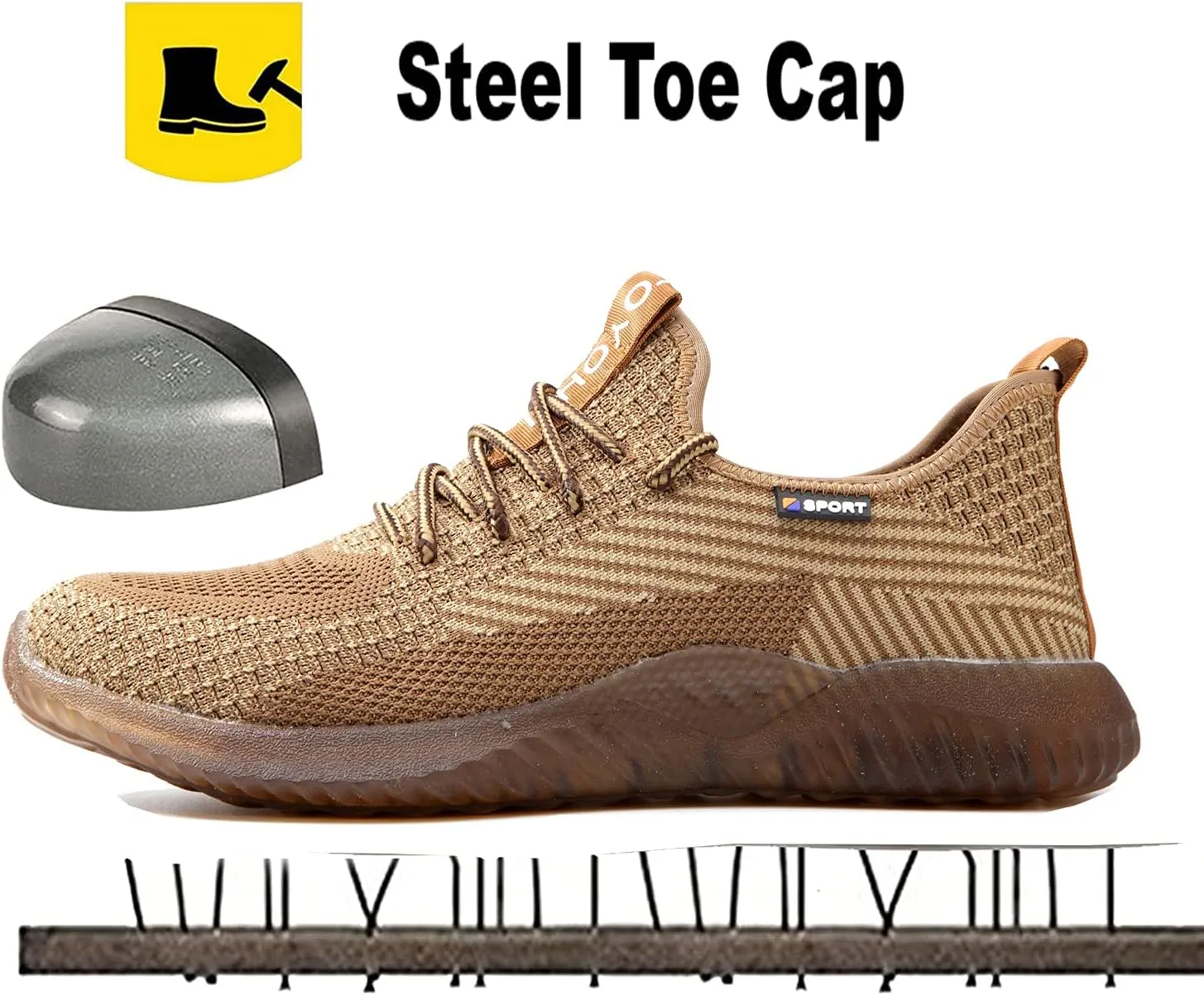 Drecage Steel Toe Safety Shoes for Women Men Work Shoes Industrial & Construction Sneakers Puncture Proof Lightweight Working Shoes
