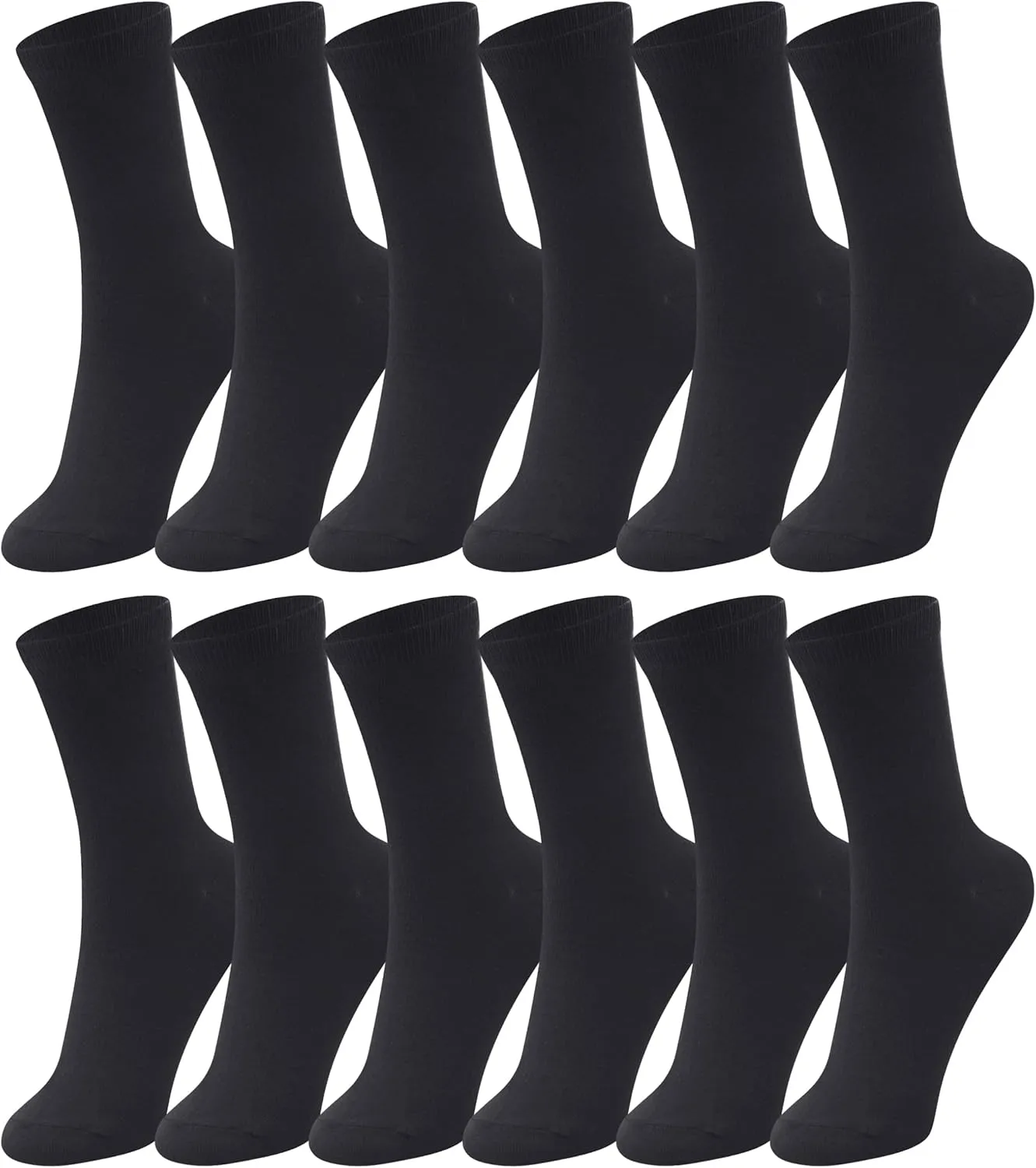 Duufin 12 Pairs Womens Crew Socks Mid Calf Socks Lightweight Casual Socks Women's Gym Workout Socks Plain Ladies Crew Socks