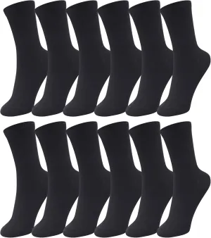 Duufin 12 Pairs Womens Crew Socks Mid Calf Socks Lightweight Casual Socks Women's Gym Workout Socks Plain Ladies Crew Socks