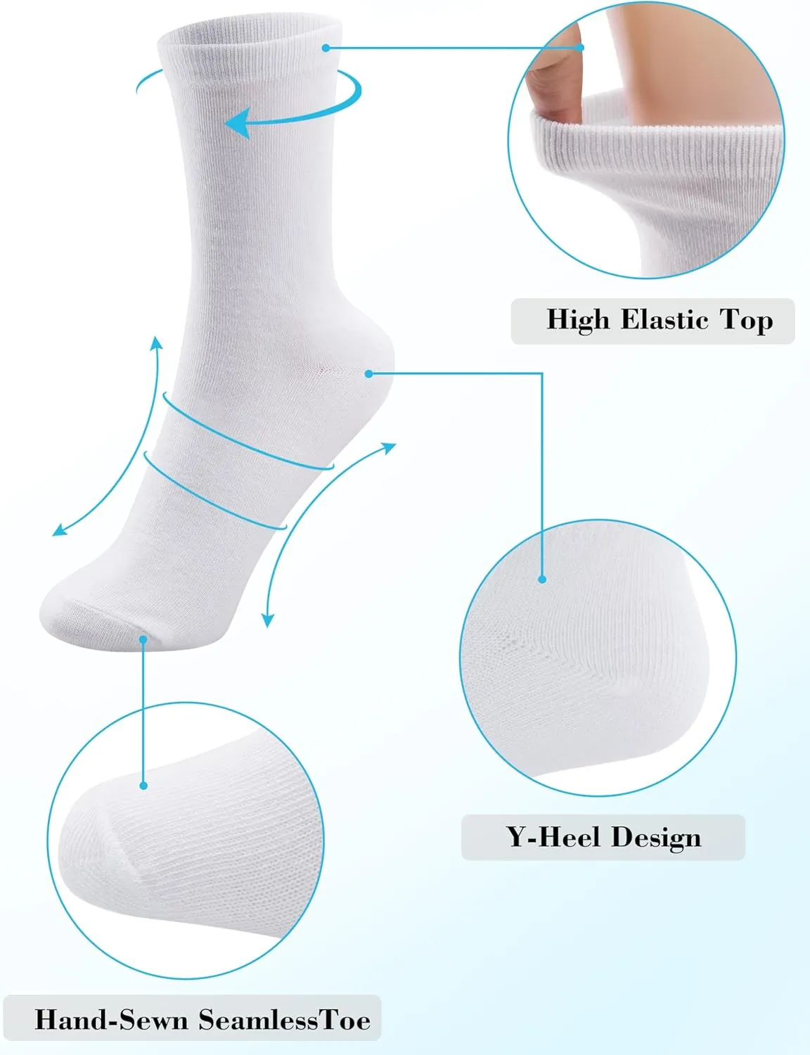 Duufin 12 Pairs Womens Crew Socks Mid Calf Socks Lightweight Casual Socks Women's Gym Workout Socks Plain Ladies Crew Socks