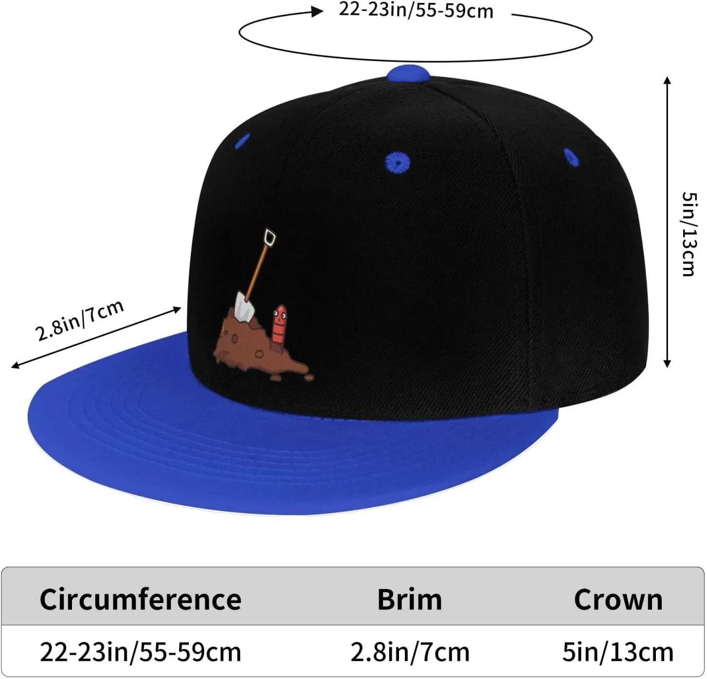 Earthworms and Shovels Snapback Hat for Men Women Baseball Cap Trucker Flat Bill Hats Dad Caps