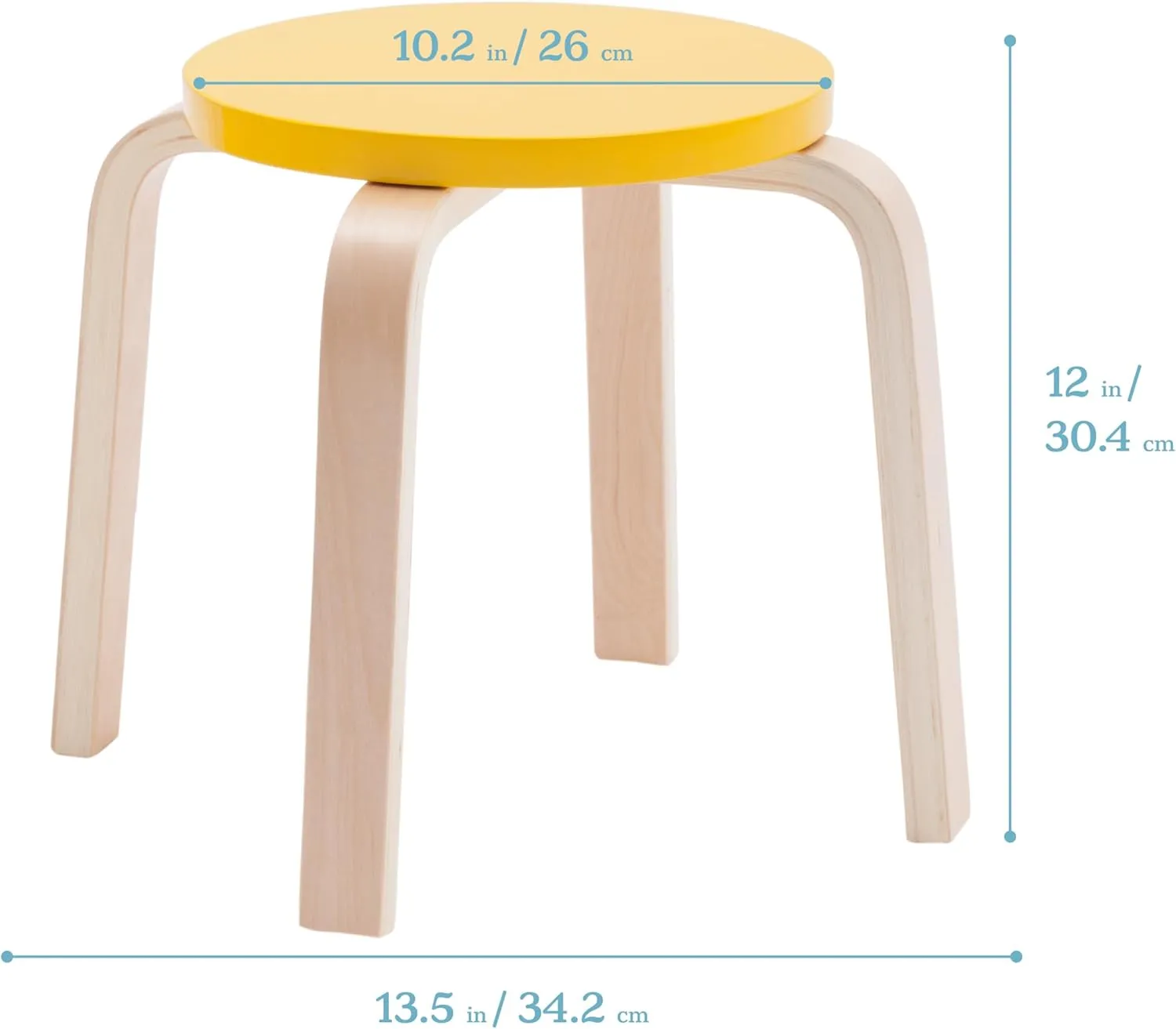 ECR4Kids Bentwood Stackable Stools, Classroom Furniture, Assorted, 6-Piece