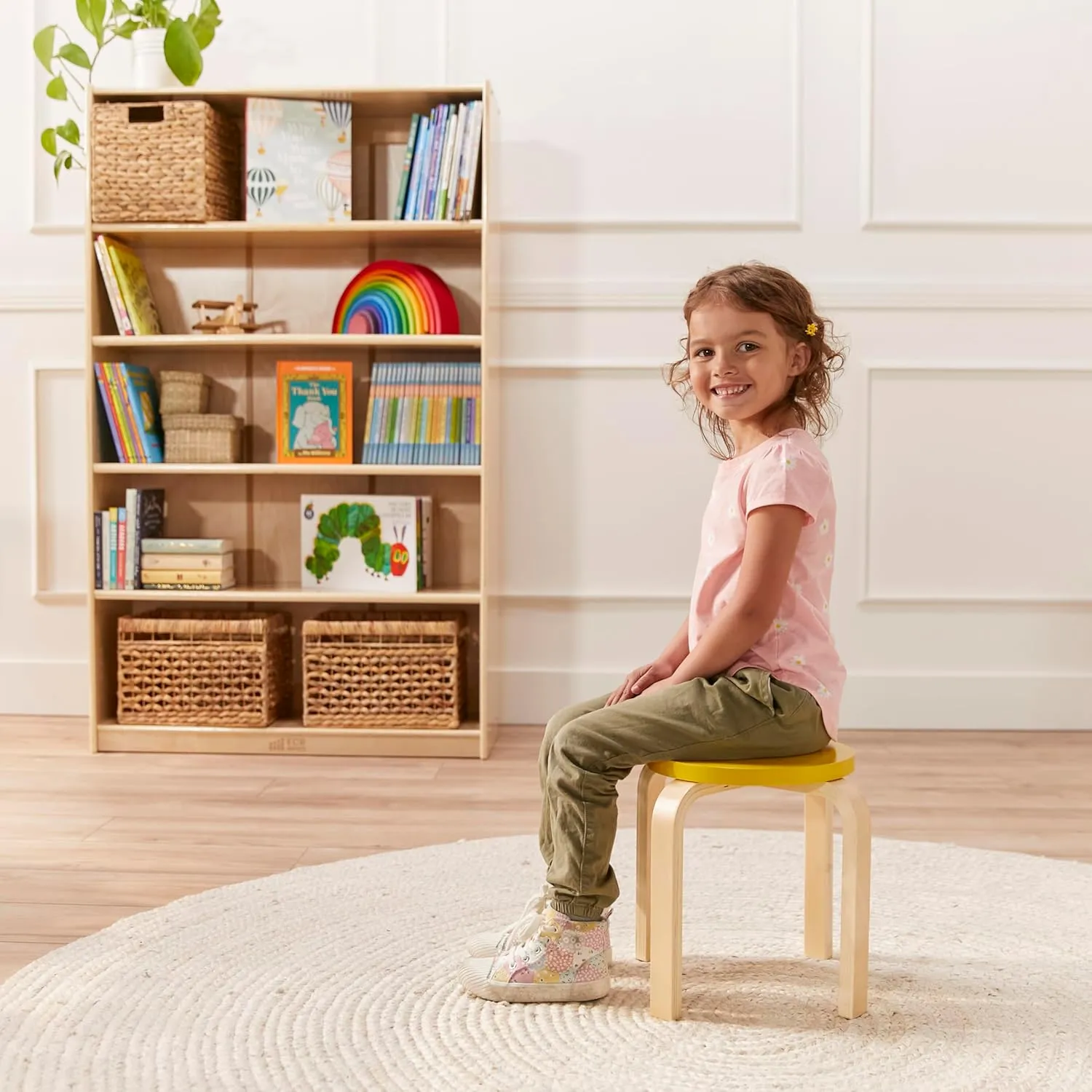 ECR4Kids Bentwood Stackable Stools, Classroom Furniture, Assorted, 6-Piece