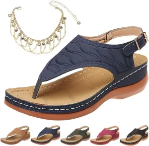 ELEGY Libiyi New Summer Women's Sandals Womens Shoes Wide Width Flat Heel Flip Flops for Women Leather Ring Toe Casual Slippers