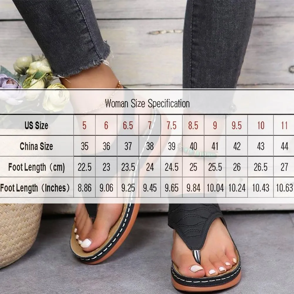 ELEGY Libiyi New Summer Women's Sandals Womens Shoes Wide Width Flat Heel Flip Flops for Women Leather Ring Toe Casual Slippers