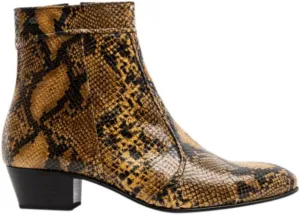 EMMANUEL Mens Premium Handcrafted Luxury 100% Real Exotic Leather Cuban Heel Smart Formal Dress Boots Made In Spain
