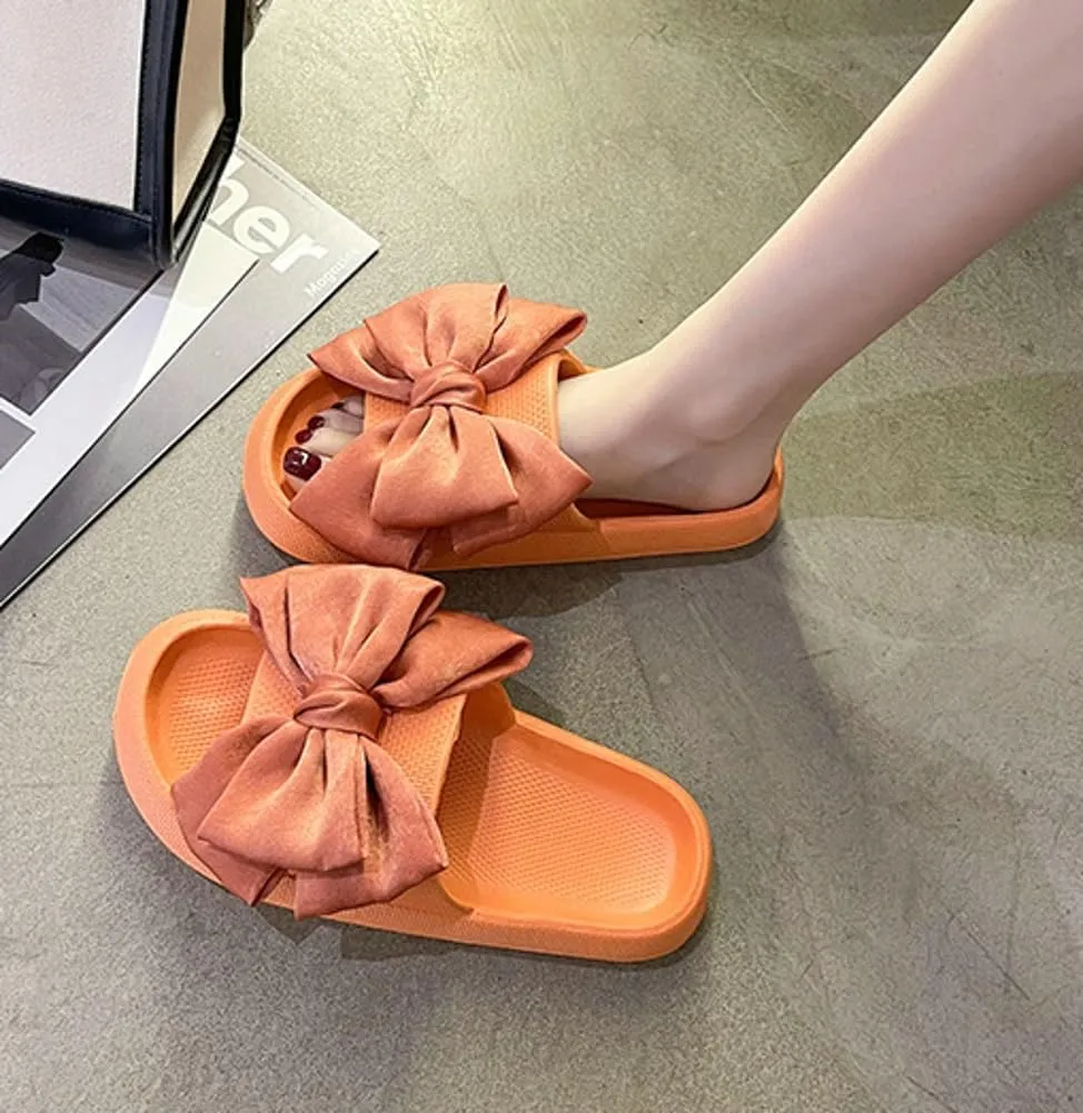 Epsion Women's Cloud Slippers with Bow Cute Open Toe Pillow Slide Sandals Lightweight Non-slip Quick Drying Summer Shoes