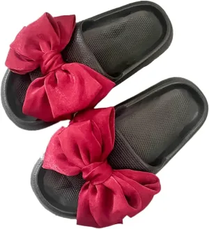 Epsion Women's Cloud Slippers with Bow Cute Open Toe Pillow Slide Sandals Lightweight Non-slip Quick Drying Summer Shoes