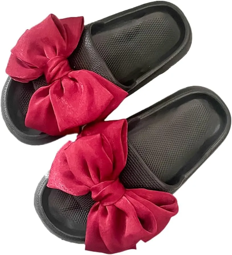 Epsion Women's Cloud Slippers with Bow Cute Open Toe Pillow Slide Sandals Lightweight Non-slip Quick Drying Summer Shoes
