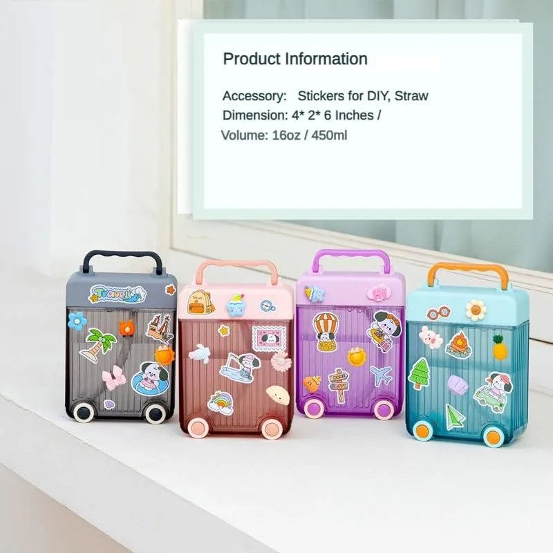 ERTISA 16oz Portable Flat Water Bottle transparent cold water chil ice - Cute Clear Water bottle Handbag Slim Flask (Black)
