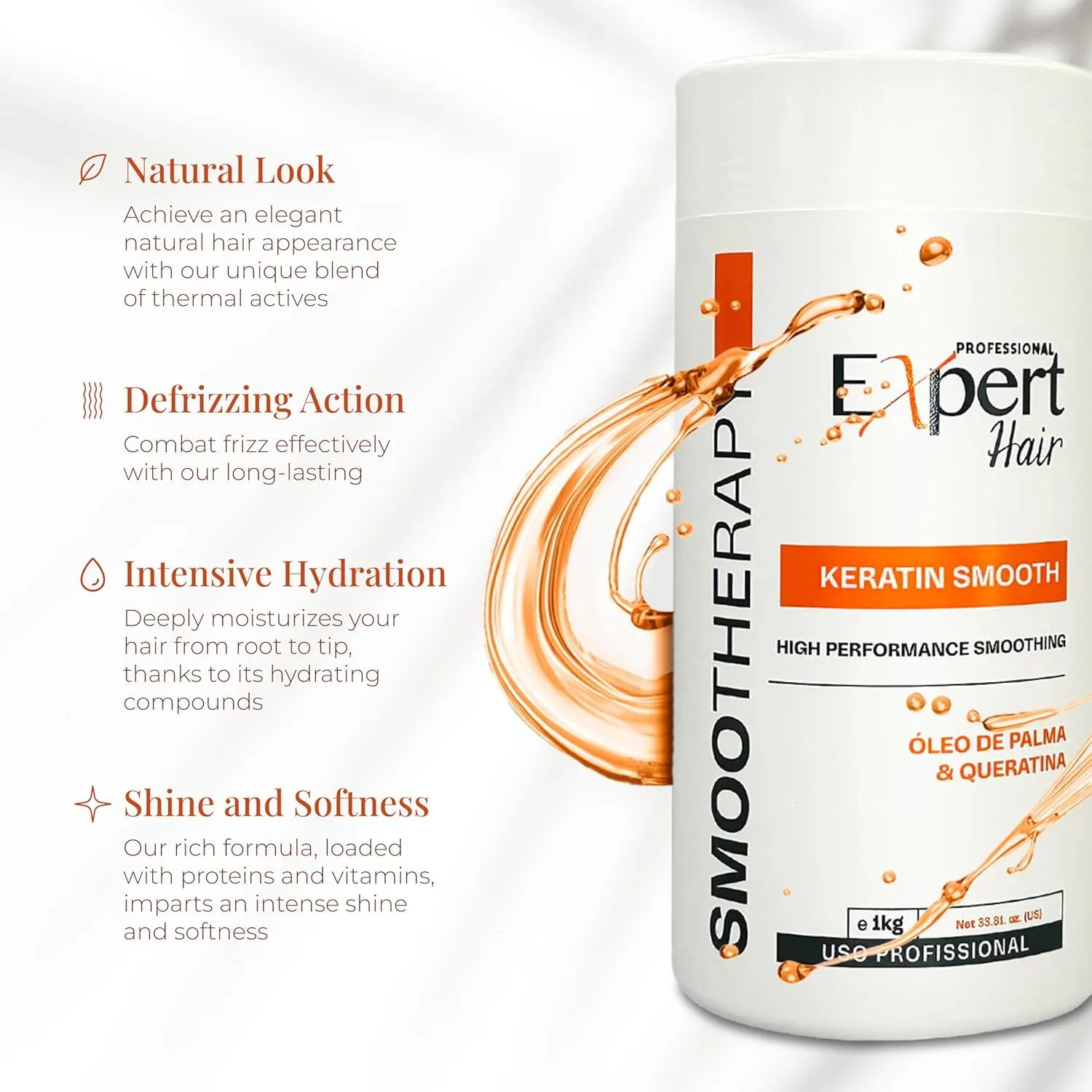 Expert Hair Botox Kit - Anti-Frizz, Thermo-Active, Natural Look - Keratin Treatment for Smoothing and Frizz Control, 3x 1kg/35.3 oz