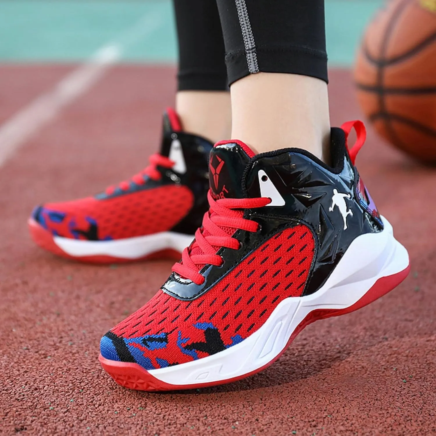 Fashion Anti Slip Wear Resistant High top Children's Sports Basketball Shoe