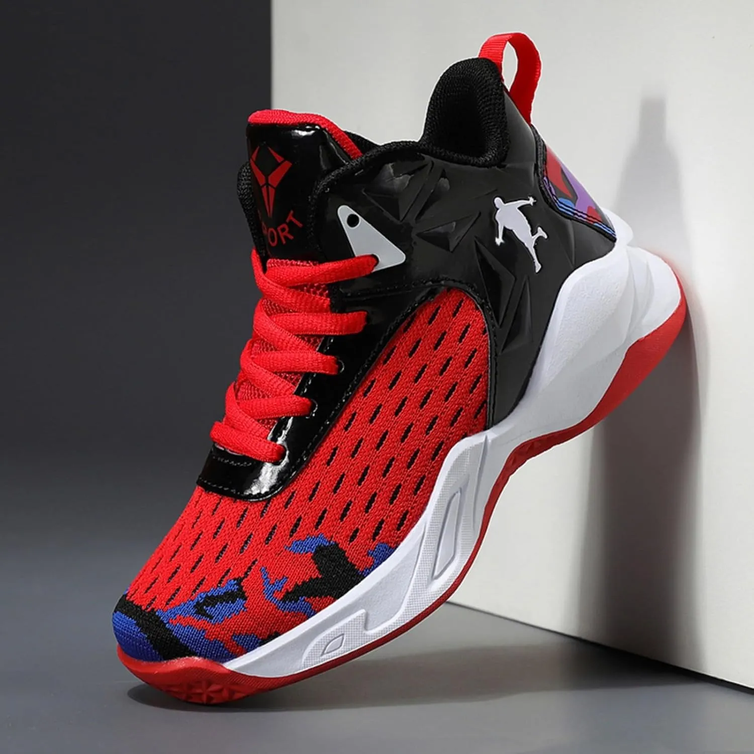 Fashion Anti Slip Wear Resistant High top Children's Sports Basketball Shoe