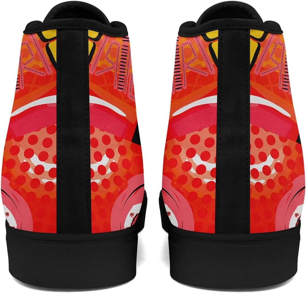 Fashion Graffiti High-Top Sneakers for Men Women Lightweight Stylish Canvas Streetwear Flat Shoes Student Breathable Footwear