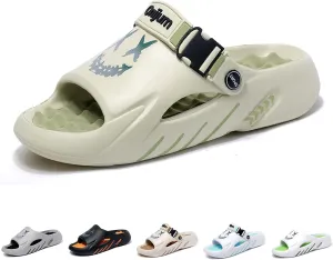 Fashion Men's Pillow Slide,Women's Upholstered Lightweight Home Shower Slide, Non-Slip Beach Slide, Comfortable Slippers, EVA Sandals