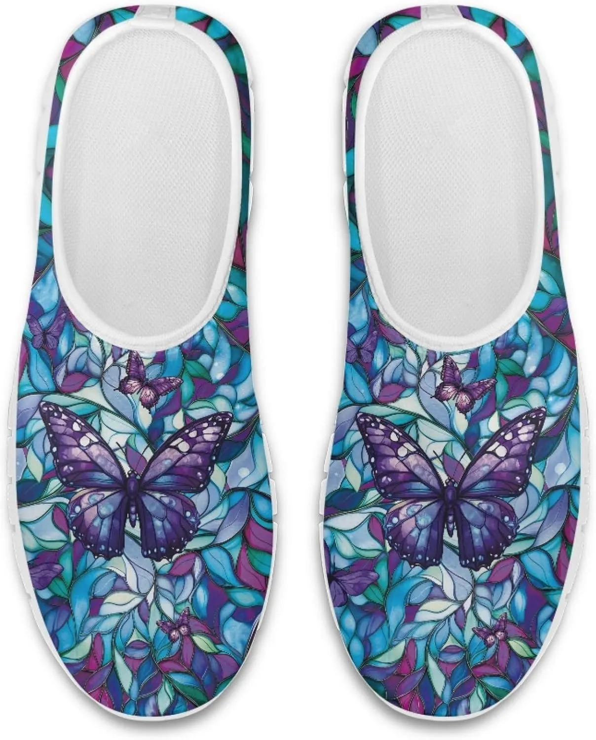 Fashion Print Womens Slip on Walking Shoes Breathable Flat Shoes Comfortable Casual Sneakers